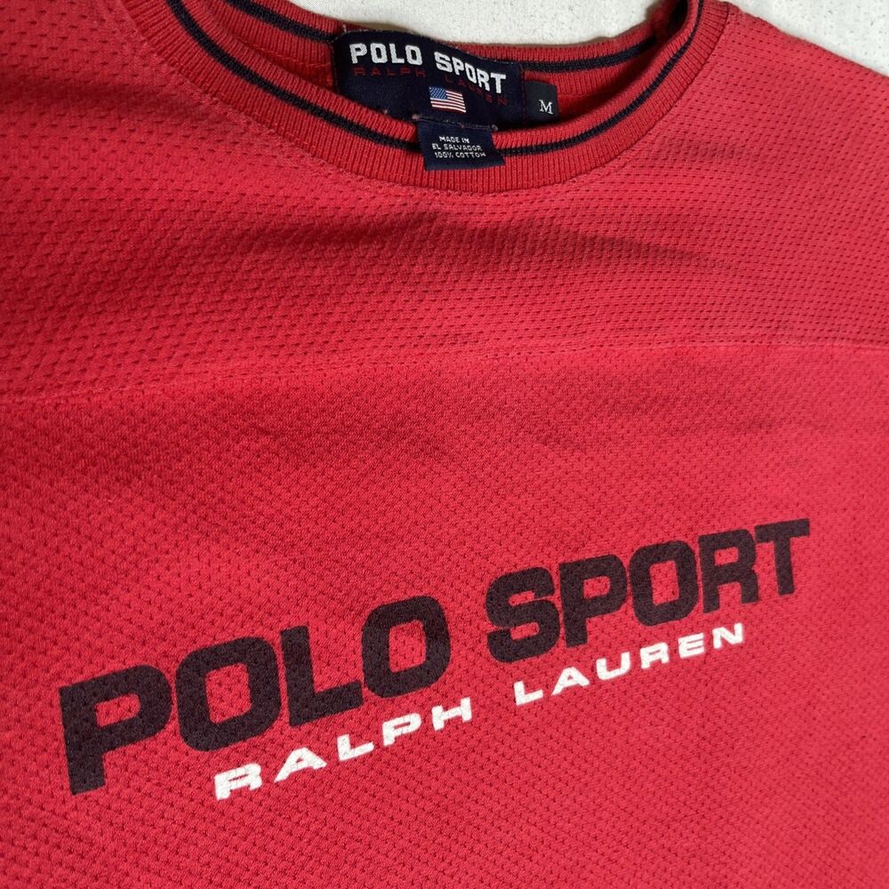 Rare Polo Sport Ralph Lauren Jersey T Shirt Men’s M Red Mesh VTG Y2K